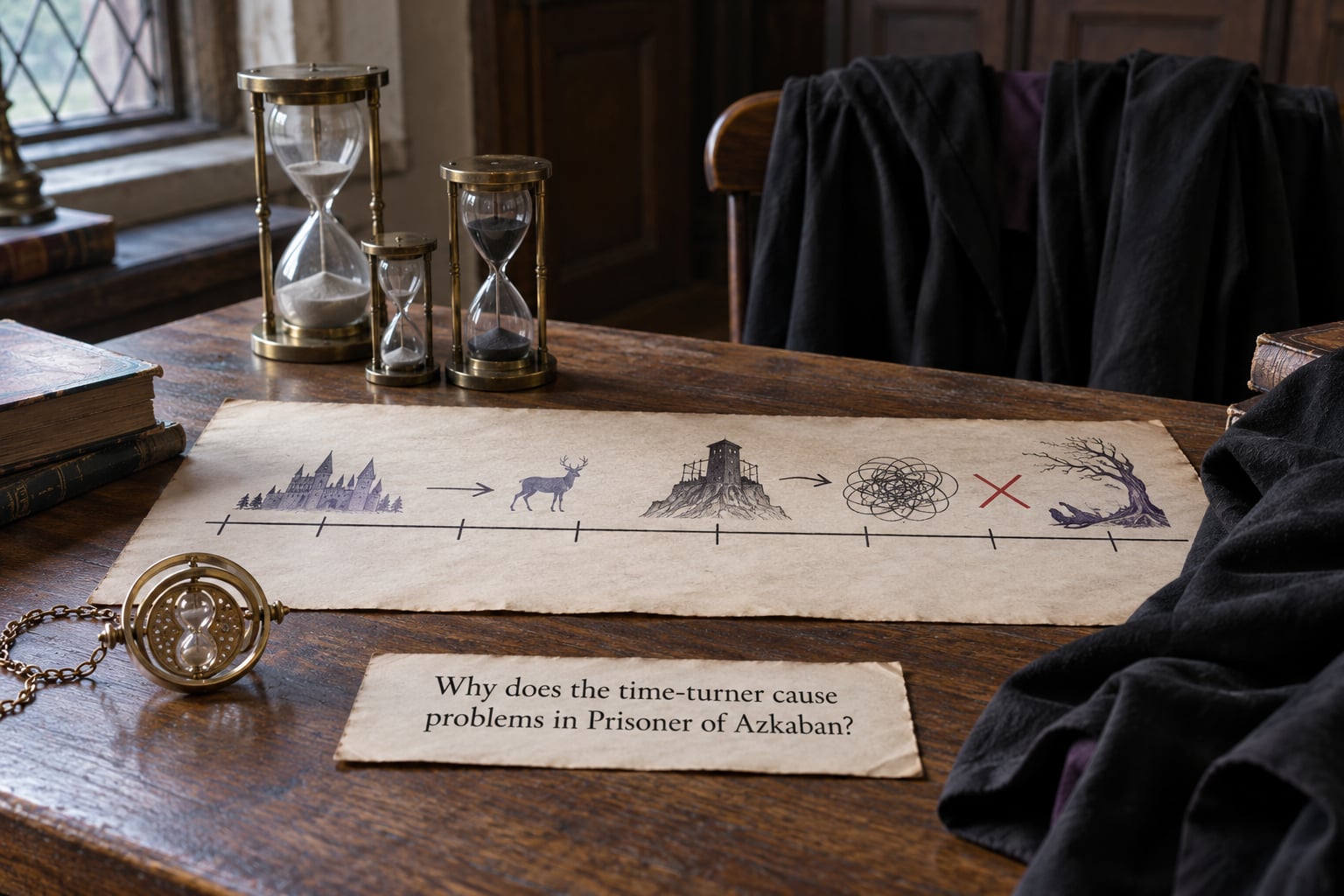 Why does the time-turner cause problems in Prisoner of Azkaban?